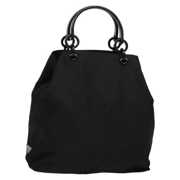 PRADA Hand Bag Nylon Black Silver - Picture 1 of 12
